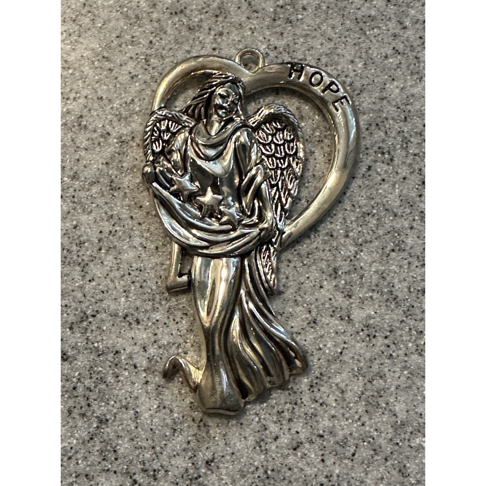 Lot Of 3 Gorham Christmas Angels Silver Plated Peace Love Hope  3"‎ Heart Shaped - Picture 12 of 14